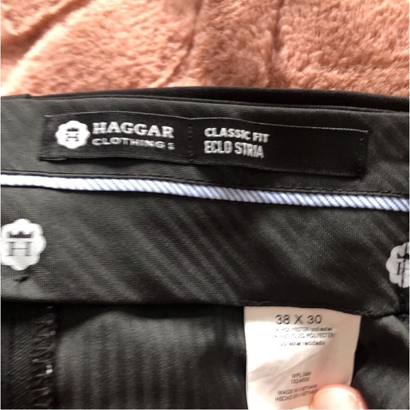 Hagger black classic fit Eclo Stria striped dress pants in size 38x30 - Picture 7 of 16